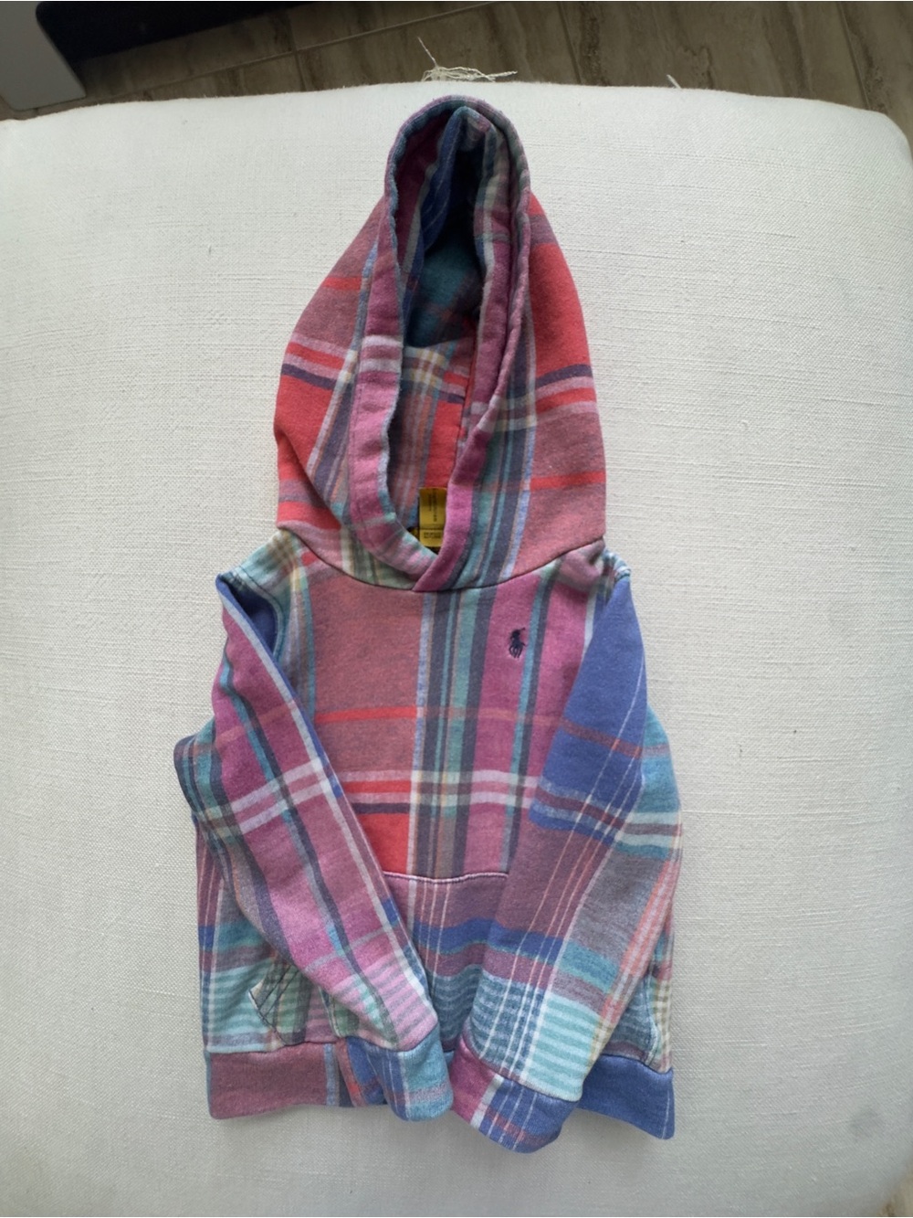 Ralph Lauren Pink Purple Multicolor Plaid Hooded Pullover